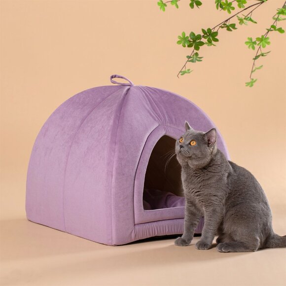 Large Cat Bed - Soft Cat Tent - Purple - 19x19 inches -  New In Original Packagi - Picture 1 of 7